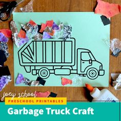 garbage truck craft for preschoolers to make with construction paper and colored crayons