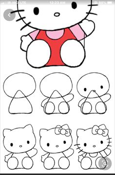 My Melody How To Draw, Sanrio How To Draw, Hello Kitty Drawing Easy Step By Step, How To Draw Hello Kitty Step By Step, How To Draw Sanrio Characters, How To Draw Hello Kitty, Sanrio Sketch, Hello Kitty Tutorial, Drawing Sanrio