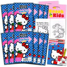 hello kitty coloring book set with markers and stickers for kids, includes 5 books