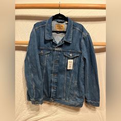 Levi Strauss Trucker Jacket, Medium Wash, Size Xxl, Brand New With Tags! Levi's Oversized Long Sleeve Outerwear, Levi's Oversized Winter Denim Jacket, Oversized Levi's Long Sleeve Denim Jacket, Levi's Oversized Denim Jacket For Winter, Oversized Levi's Denim Jacket Long Sleeve, Oversized Levi's Denim Jacket, Levi's Oversized Outerwear With Pockets, Oversized Levi's Outerwear With Pockets, Levis Jacket