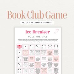 the book club game is shown with instructions