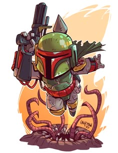 Sou pequeno mais sou rápido Derek Laufman, Stars Wars, Boba Fett, Star Wars Stuff, Star Wars Art, A Drawing, The Force, Force, Star Wars