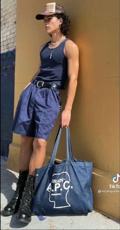 Lalapalooza Outfits Men, Men’s Coachella, Masc Tank Top Outfits, Hot Weather Style, Skater Boy Summer Outfits, Baggy Masculine Outfits, Masc Fashion Summer, Gay Man Fashion, Androgynous Summer Fashion