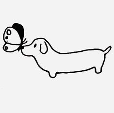 a black and white drawing of a dachshund