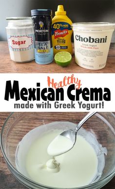 mexican cream made with greek yogurt in a bowl