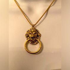 Brand New, Beautiful Gold Lion Head With Ring Set In 18k Gold Over Silver, Includes Rope Chain 16” Long, This Beauty Will Not Fade Or Lose Its Color. Lion Head Necklace, Head Necklace, Gold Lion, Lion Head, Rope Chain, Ring Set, Ring Sets, Lion