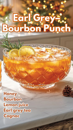 Earl Grey–Bourbon Punch Bourbon Punch, Honey Bourbon, Christmas Punch Recipes, Bourbon Tasting, Batch Cocktails, Thanksgiving Cocktails, Christmas Punch, Best Cocktail Recipes, Frozen Cocktails