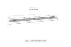 a drawing of a shelf with three holes