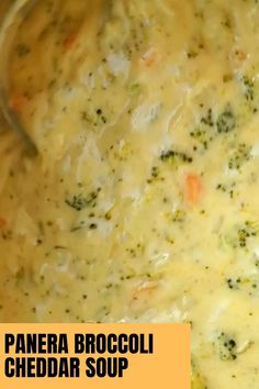 broccoli cheddar soup in a bowl with a spoon