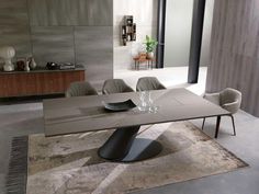 Taurus Dining Table 40 x 79 (100) - Extendable Cement Resin - YumanMod - Dining Table - Topture Cement Table, Italia Design, Casual Dining Rooms, Expandable Dining Table, Contemporary Dining Room, Dining Room Set, Wooden Dining Tables, Modern Dining Table, Extendable Dining Table