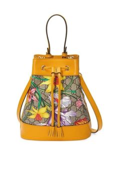 Flora Pattern, Small Bucket Bag, Flora Print, Small Buckets, Gucci Ophidia, Gucci Monogram, Bucket Bags, Patterned Backpack, Contemporary Fabric