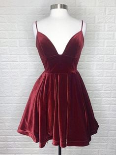 V Neck Backless Burgundy Velvet Short Prom Dresses, Short Burgundy Formal Graduation Homecoming Dresses Velvet Homecoming Dress, Burgundy Homecoming Dress, Prom Dress Burgundy, Red Velvet Dress, Burgundy Prom Dress, Velvet Shorts, Winter Formal, Short Homecoming Dress