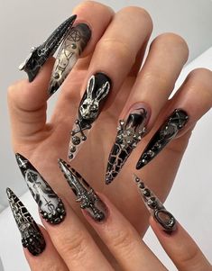 Cute And Easy Nails, Steampunk Nails, Summer Nails Ideas, Horror Nails, Nails Art Designs, Witchy Nails, Fantasy Nails