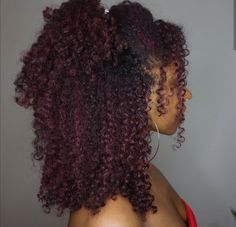 Burgundy Hair Black Women Curly, Burgundy Natural Curly Hair, Burgundy Type 4 Hair, Merlot Hair Color Black Women, Wine Red Curly Hair Black Women, Maroon Natural Hair, Red Highlights On Natural Hair, Cherry Red Natural Hair Black Women