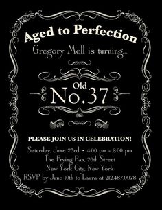 an old no 37 birthday party card with the words aged to perfection on it in black and