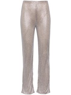 beige/silver-tone stretch-design rhinestone embellishment high-waisted rear zip fastening slim cut slight flare