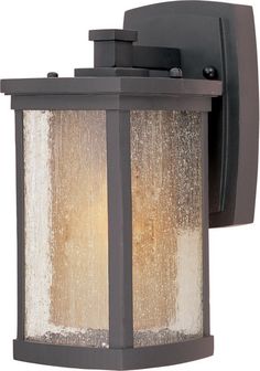 a light that is on the side of a wall with a glass paneled shade