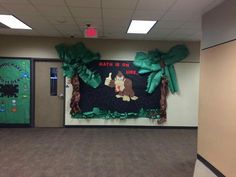 this is an image of a classroom decorated for st patrick's day with monkeys and palm trees