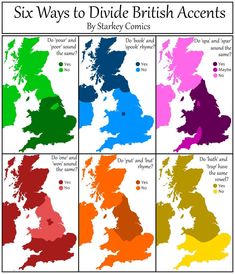 six maps of the united states with different colors