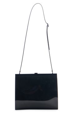 Foiled logo lettering brings understated branding to this minimalist frame shoulder bag that makes a sleek modern statement. Magnetic frame closure Adjustable shoulder strap Polyurethane Made in Italy Designer Handbags Shoulder Evening Bag With Adjustable Strap, Rectangular Leather Shoulder Bag For Events, Classic Evening Box Bag With Adjustable Strap, Classic Evening Clutch With Adjustable Strap, Modern Square Clutch For Formal Occasions, Minimalist Evening Shoulder Bag With Adjustable Strap, Modern Evening Shoulder Bag With Magnetic Closure, Rectangular Shoulder Bag With Detachable Strap For Events, Evening Clutch Box Bag