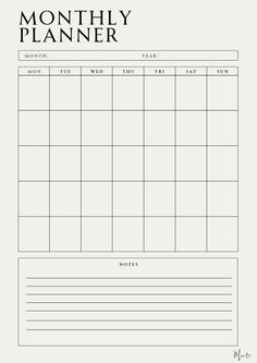 a printable calendar with the words, month planner and date circled in black on a white background