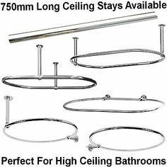 three round metal shelves with hooks on each side and one shelf above the other, for high ceiling bathrooms