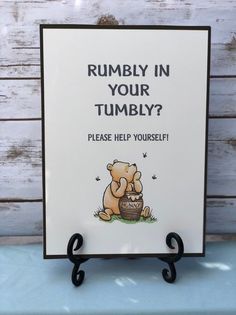 a sign that says, rumbly in your tumbly? please help yourself