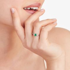 Vibrant and dazzling, this gorgeous ring creates romantic radiance. Pair it with additional gemstone jewelry or wear it on its own for a bold statement. Emerald And Diamond Ring, Gorgeous Ring, Fashion Rings, Gemstone Jewelry, Diamond Ring, Emerald, Gemstone Rings, White Gold, Gemstones