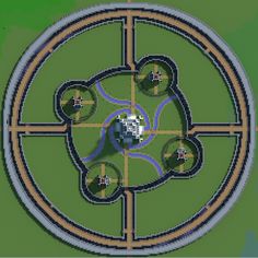 an aerial view of a circular park