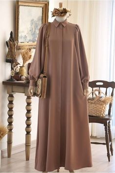 Dress Balon, Muslim Fashion Dress Abayas, Islamic Fashion Dresses, Projek Menjahit, Hijab Designs