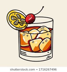 an image of a drink with ice and cherries