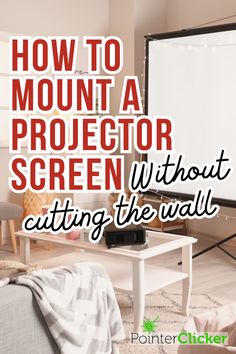 how to mount a projector screen without drilling the wall in the bedroom and living room Projector Setup Ideas Living Room, Ideas For Movie Night, Projector Screen Ideas, Projector Screen Size, Projector Setup, Movie Projector Screen, Outdoor Projector Screen, Hidden Projector, Projector Stand