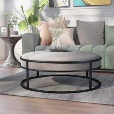 a living room scene with focus on the coffee table