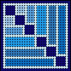 an abstract blue and white pattern with dots on the bottom, which is made up of squares