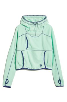 Turn your workout up a notch in this funnel-neck hoodie crafted from lightweight fleece and finished with contrast topstitching. 22" length   Funnel neck   Drawcord-toggle hood   Thumbhole cuffs   Kangaroo pocket   100% polyester   Machine wash, dry flat   Imported Functional Sports Sweatshirt, Fleece Half-zip Athleisure Activewear, Half-zip Athleisure Hoodie For Workout, Athleisure Fleece Activewear With Half-zip, Athleisure Fleece Activewear Half-zip, Athleisure Half-zip Hoodie For Workout, Athleisure Half-zip Workout Hoodie, Athleisure Activewear With Drawstring Hood And Half-zip, Fleece Activewear With Drawstring Hood For Workout