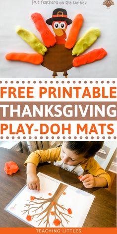 a thanksgiving printable for kids to play doh mats with the words free printable thanksgiving