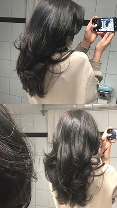 layered hair, black hair, 90s blowout, blowout hair, long wolfcut, layers, messy hair, curtain bangs, black wolfcut, black layered hair, black layers, medium hair, medium length hair, long hair, hair ideas Crown Updo, Hairstyles Bun, Long Wolfcut Haircut, Hairstyles For Layered Hair, Quince Hairstyles, Wolfcut Haircut, Long Wolfcut, Blowout Hair