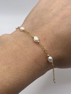 4 inch GF Figure 8 chain Genuine Fresh Water Pearls Baby bracelet  Christening/Baptism/1st Birthday Elegant Hypoallergenic Bracelets For Birthday, Hypoallergenic Pearl Bracelet For Birthday, Adjustable Hypoallergenic Pearl Bracelet For Birthday, Hypoallergenic Adjustable Pearl Bracelet For Birthday, White Dainty Chain Bracelet, Dainty White Chain Bracelet, Adjustable Pearl Chain Bracelets Gift, Adjustable Pearl Chain Bracelets As Gift, Adjustable Pearl Chain Bracelet For Gift