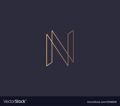 the letter n is made up of thin lines on a dark background with gold foil