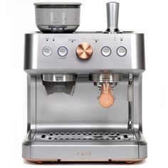 an espresso machine is shown on a white background