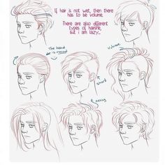 the different hairs styles and how to draw them