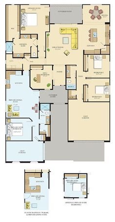 the floor plan for a two story home with three bedroom and an attached living room