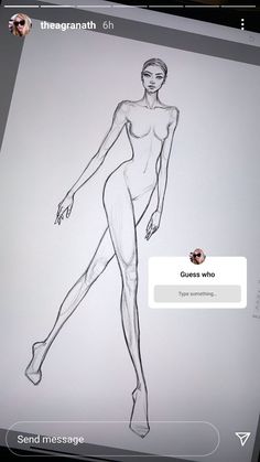 a drawing of a woman's body is shown on an ipad screen, with the message guess who?