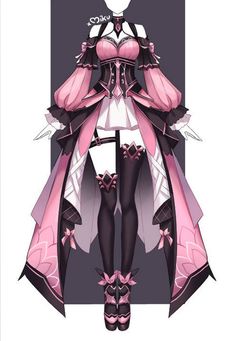 an anime character is dressed in pink and black