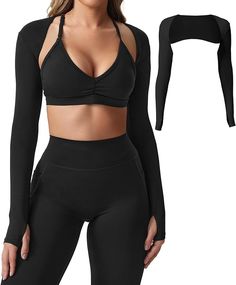 YEOREO Women Crop Top Long Sleeve Bolero Open Front Workout Cropped Shirts Sports Shrug V Workout, Crop Tops For Women, Gym Crop Top, Workout Stuff, Going Out Shirts, Amazon Favorites, Gym Fits, Long Sleeve Workout, Athletic Gear