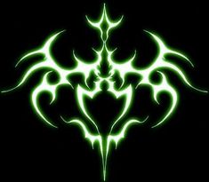 a green and black design on a black background