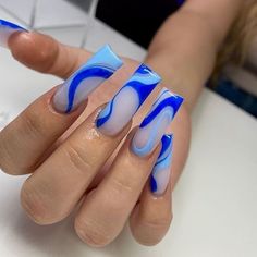 50 pretty bitch summer nail ideas / MÉLÒDÝ JACÒB Blue Acrylic Nails, Smink Inspiration