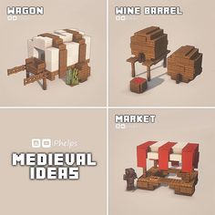 four different types of minecraft furniture