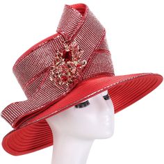 Giovanna HR22140 1 piece Brim Hat Colors: Black, Gold, Purple, Red, White Sizes: One Size Elegant Red Wide Brim Top Hat, Elegant Red Church Hat, Red Short Brim Hats For Church, Red Brimmed Church Hat, Red Brimmed Hat For Church, Red Fitted Fedora For Kentucky Derby, Red Fitted Top Hat With Short Brim, Elegant Red Fedora For Fall, Elegant Red Hat With Curved Brim