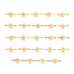 9 pairs of gold plated initial bracelets